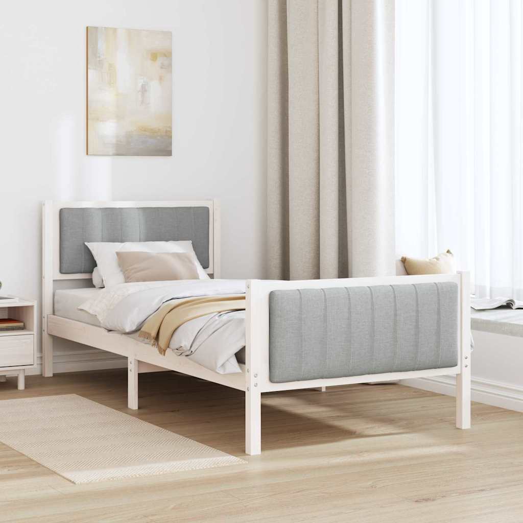 Rám Postele S Čelo Bílá A Světle Šedá 90 X 200 Cm