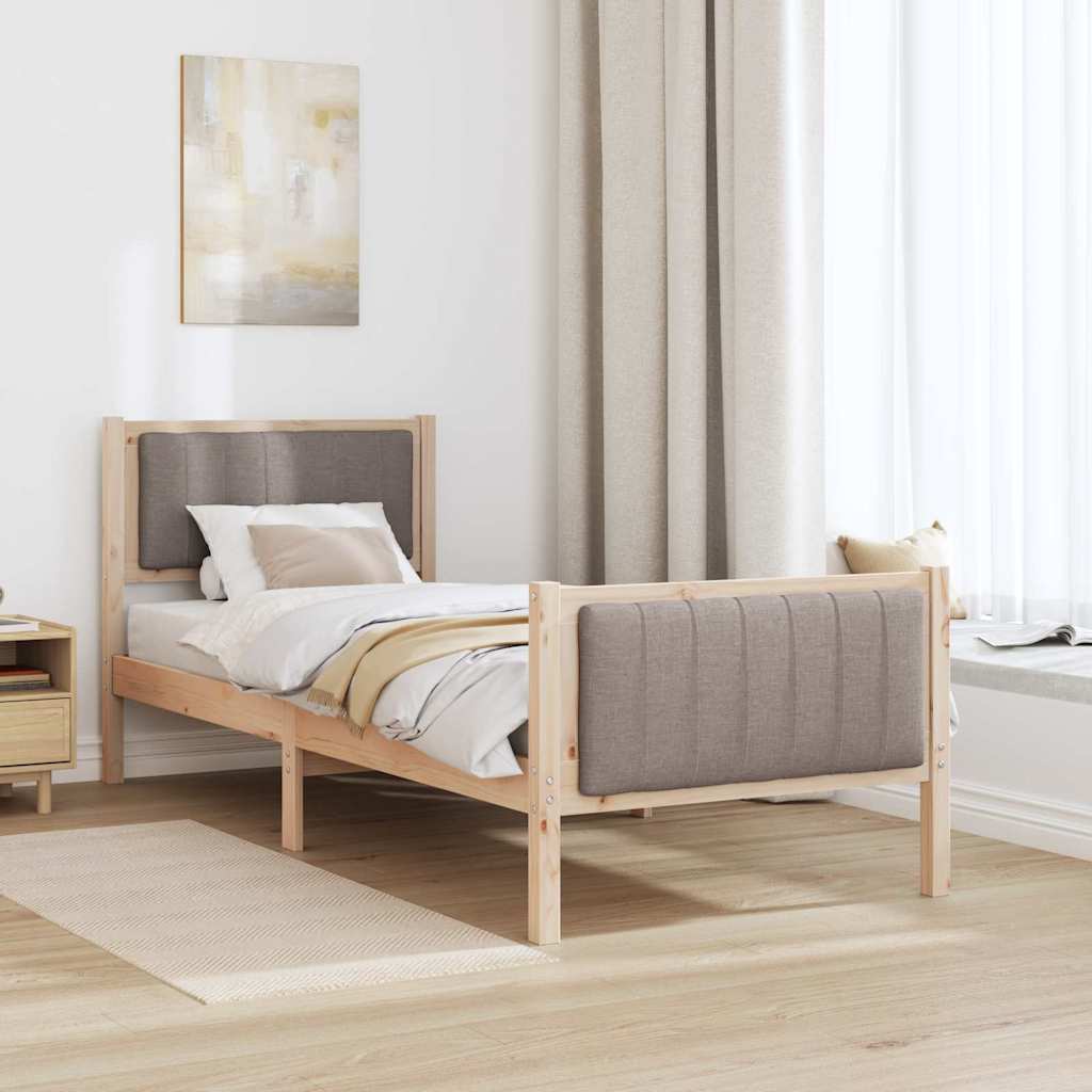 Rám Postele Hnědá A Taupe 80 X 200 Cm Masivní Borovicové Dřevo