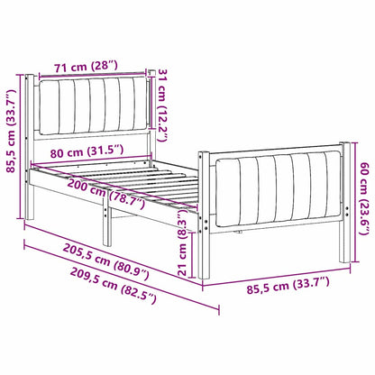 Rám Postele Hnědá A Taupe 80 X 200 Cm Masivní Borovicové Dřevo