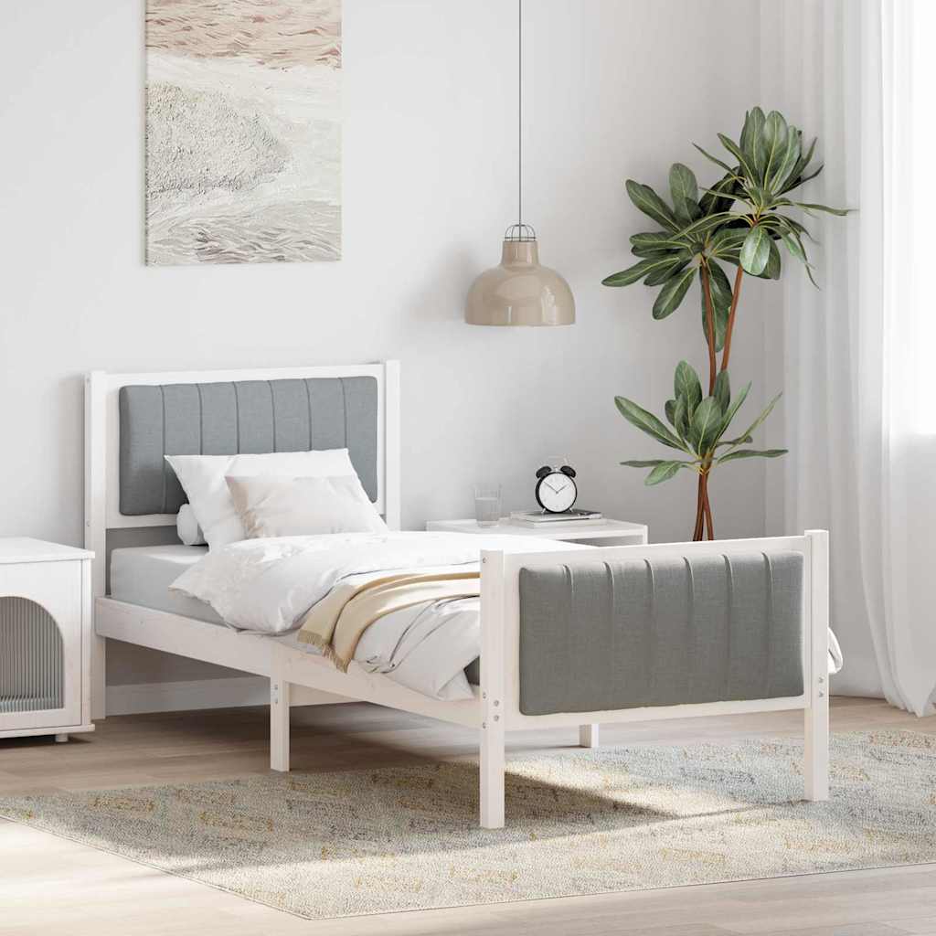 Rám Postele S Čelo Bílá A Světle Šedá 80 X 200 Cm