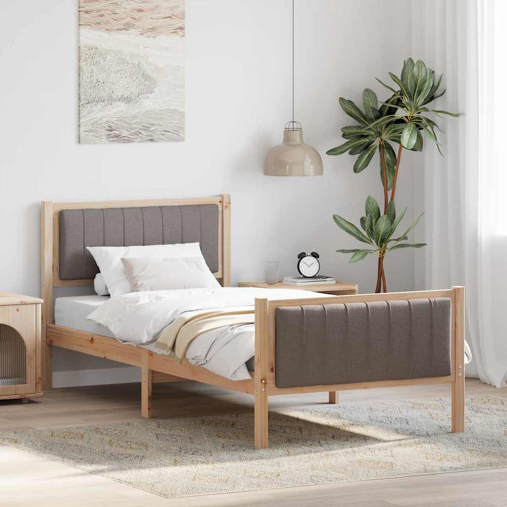 Rám Postele Hnědá A Taupe 90 X 190 Cm Masivní Borovicové Dřevo