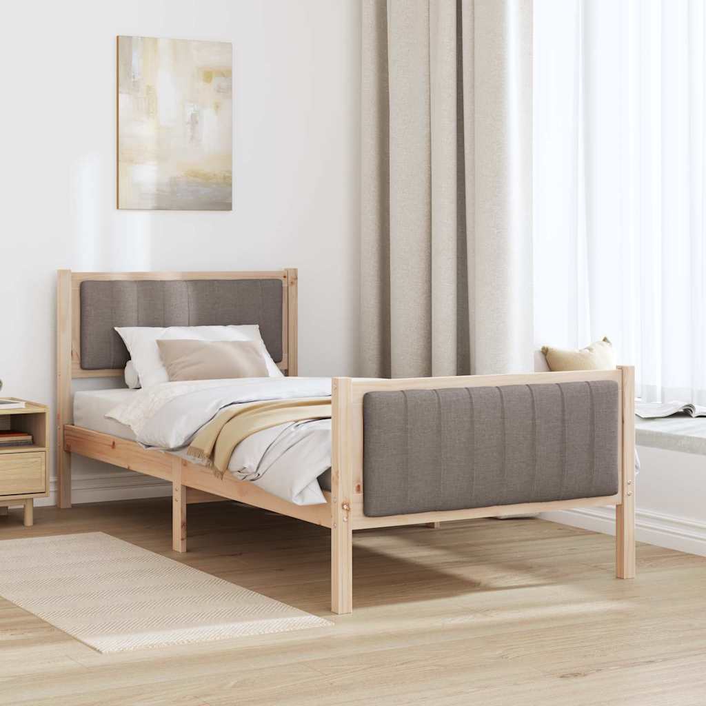 Rám Postele Hnědá A Taupe 90 X 190 Cm Masivní Borovicové Dřevo