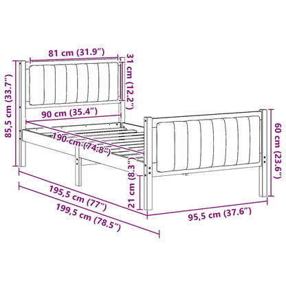 Rám Postele Hnědá A Taupe 90 X 190 Cm Masivní Borovicové Dřevo