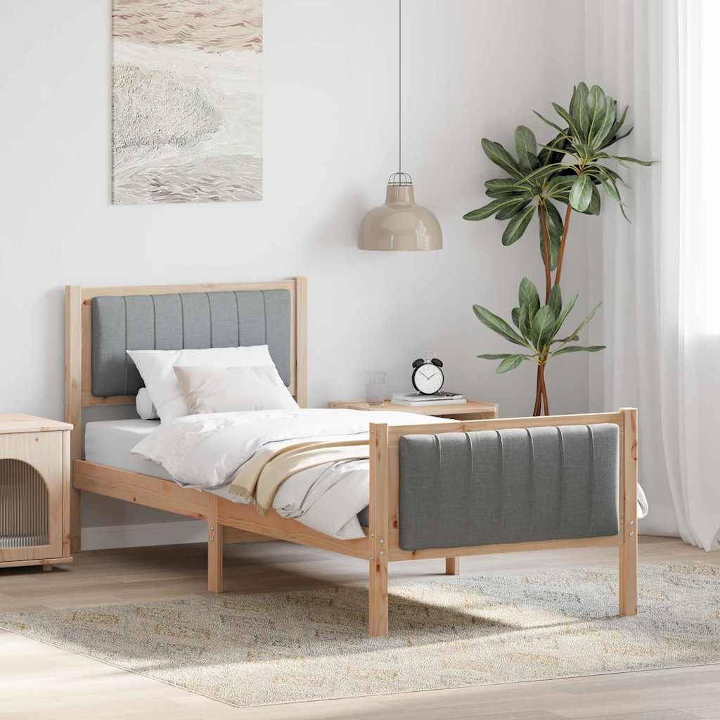 Rám Postele S Čelo Hnědá A Světlá Šedá 75 X 190 Cm