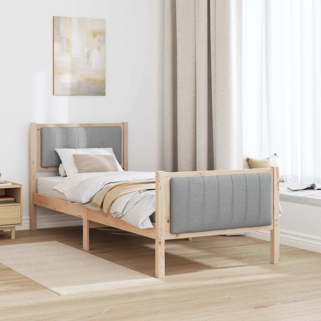 Rám Postele S Čelo Hnědá A Světlá Šedá 75 X 190 Cm