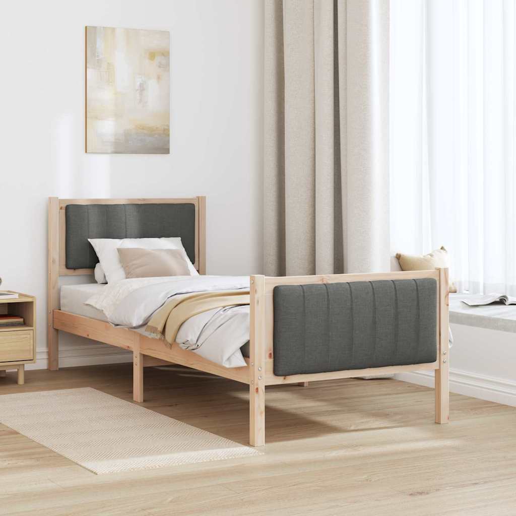 Rám Postele S Čelo Hnědá A Tmavě Šedá 75 X 190 Cm