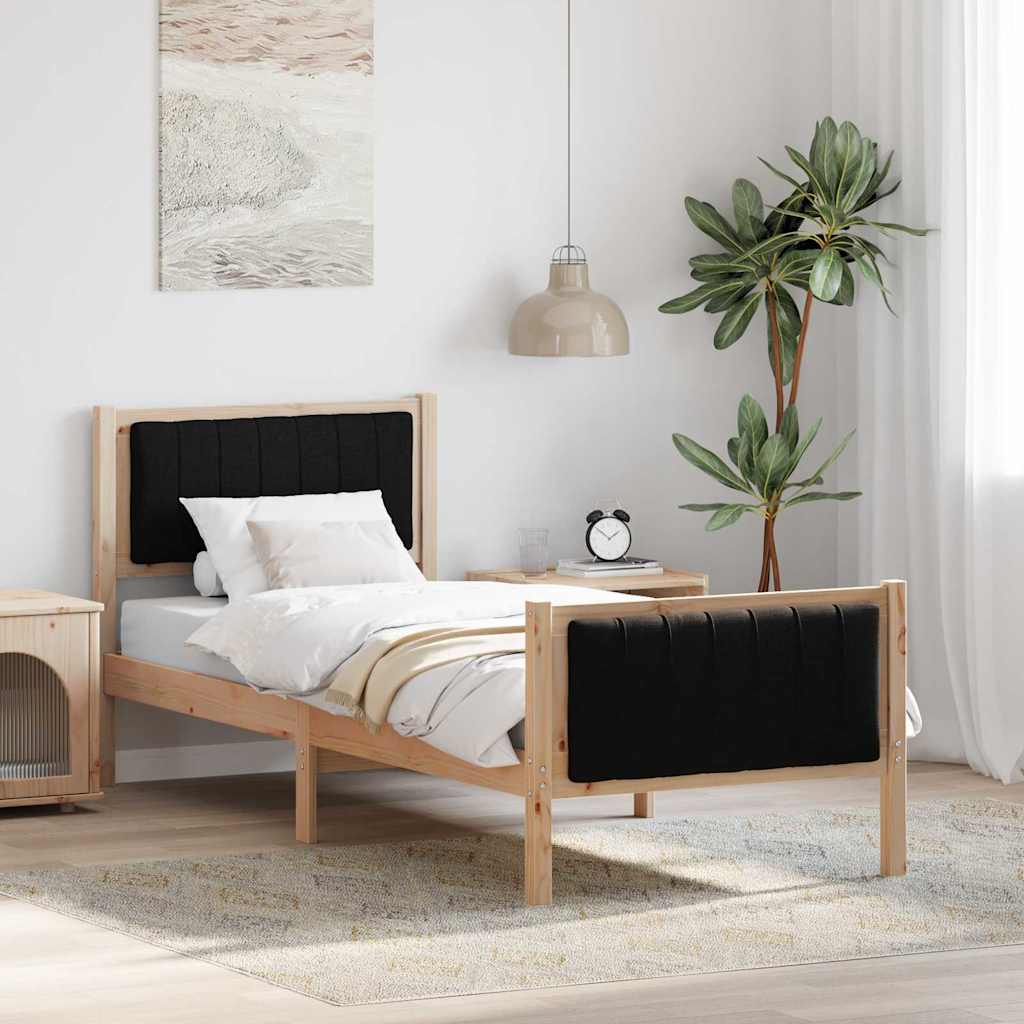Rám Postele Hnědo-Černá 75 X 190 Cm Masivní Borovicové Dřevo