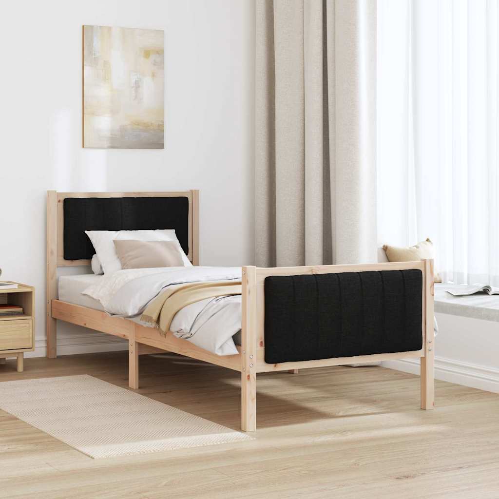 Rám Postele Hnědo-Černá 75 X 190 Cm Masivní Borovicové Dřevo