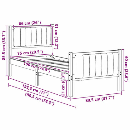 Rám Postele Hnědo-Černá 75 X 190 Cm Masivní Borovicové Dřevo