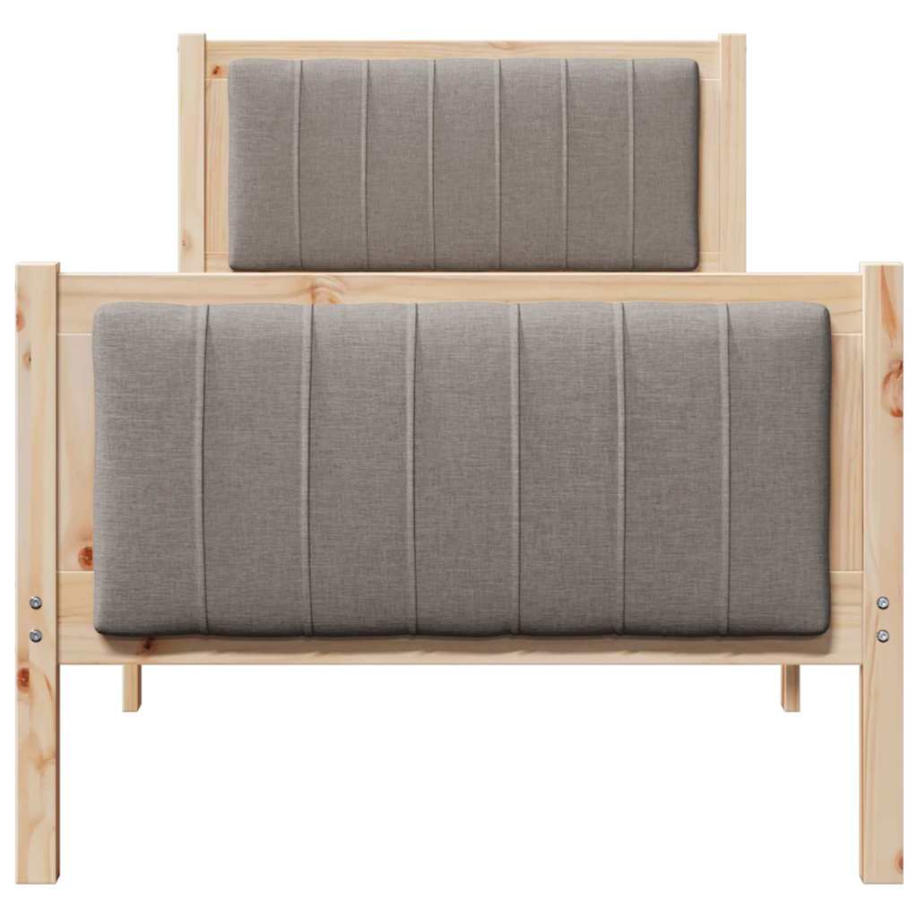 Rám Postele Hnědá A Taupe 75 X 190 Cm Masivní Borovicové Dřevo
