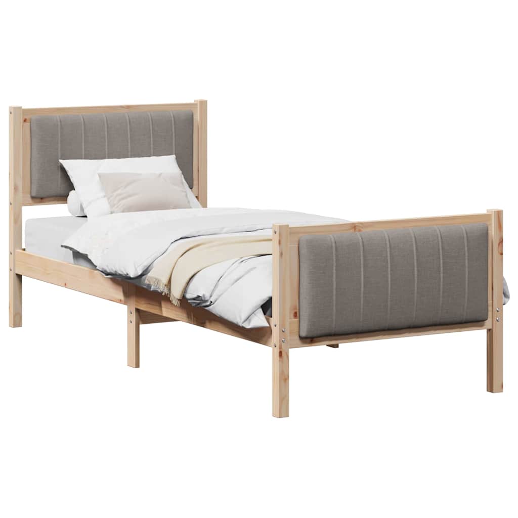 Rám Postele Hnědá A Taupe 75 X 190 Cm Masivní Borovicové Dřevo