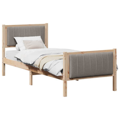 Rám Postele Hnědá A Taupe 75 X 190 Cm Masivní Borovicové Dřevo