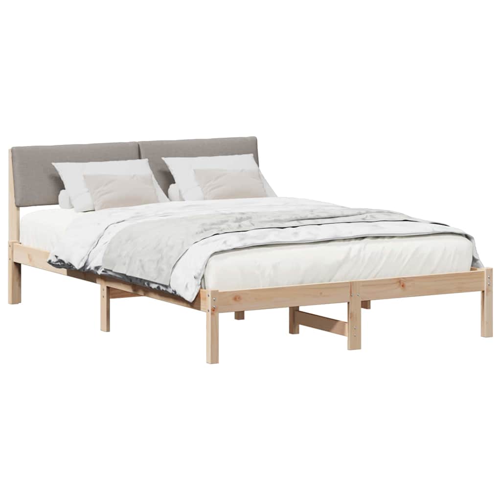 Rám Postele Hnědá A Taupe 160 X 200 Cm Masivní Borovicové Dřevo