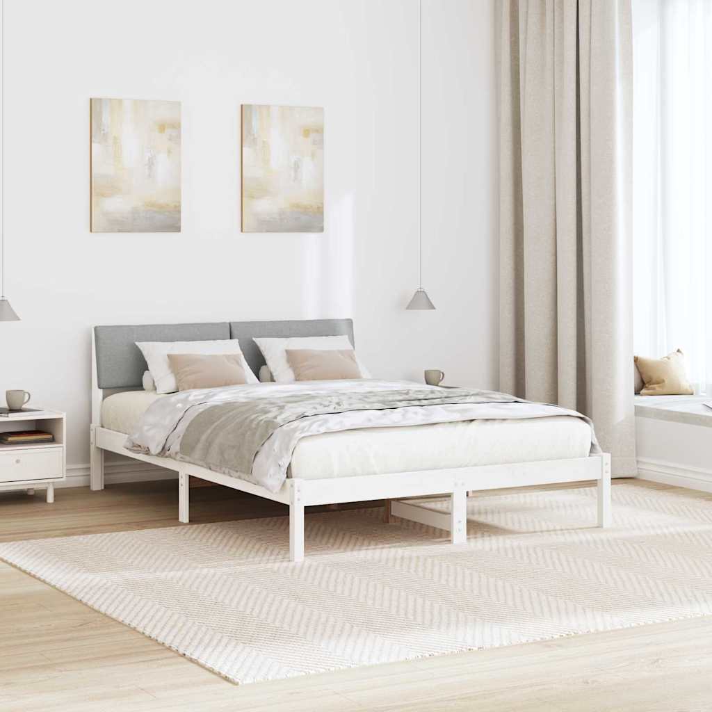 Rám Postele S Čelo Bílá A Světle Šedá 160 X 200 Cm