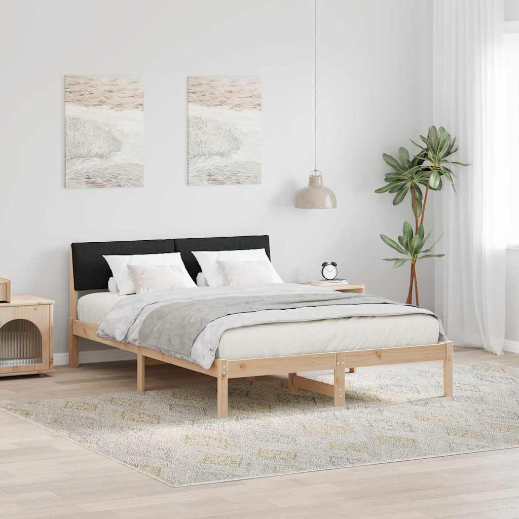 Rám Postele Hnědo-Černá 150 X 200 Cm Masivní Borovicové Dřevo