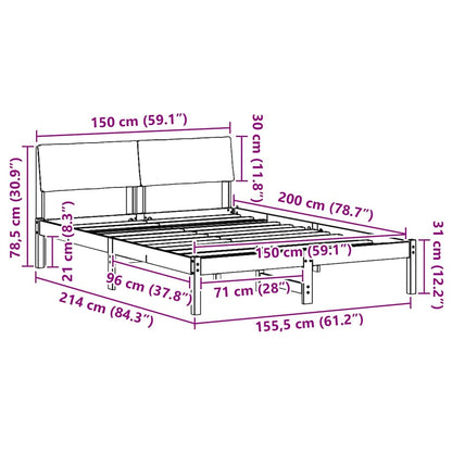 Rám Postele Hnědá A Taupe 150 X 200 Cm Masivní Borovicové Dřevo