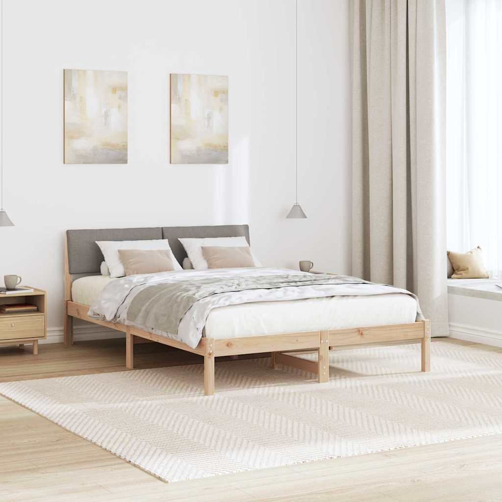 Rám Postele Hnědá A Taupe 140 X 200 Cm Masivní Borovicové Dřevo