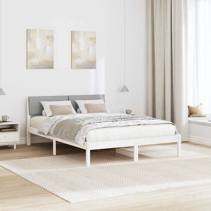 Rám Postele S Čelo Bílá A Světle Šedá 140 X 200 Cm