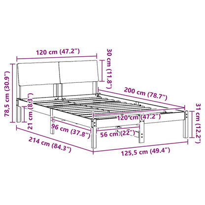 Rám Postele Hnědo-Černá 120 X 200 Cm Masivní Borovicové Dřevo
