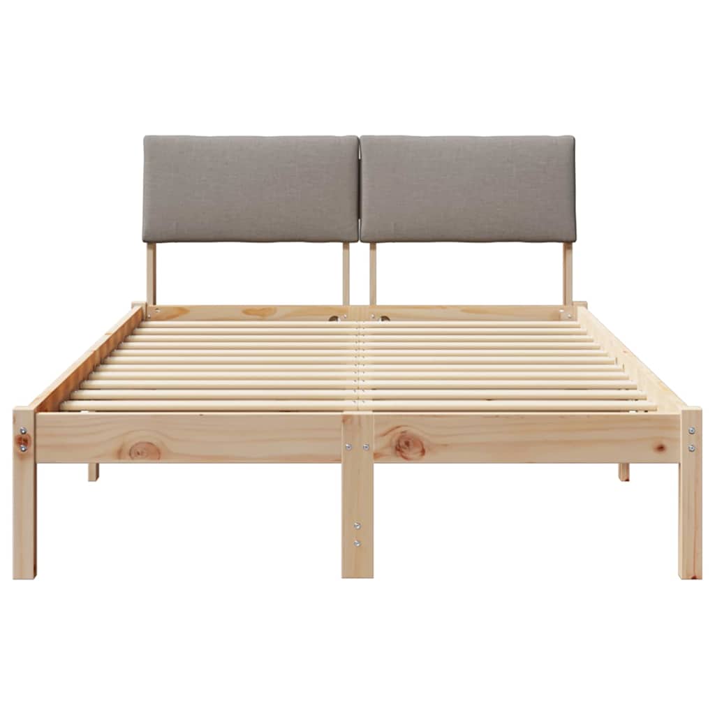 Rám Postele Hnědá A Taupe 120 X 200 Cm Masivní Borovicové Dřevo