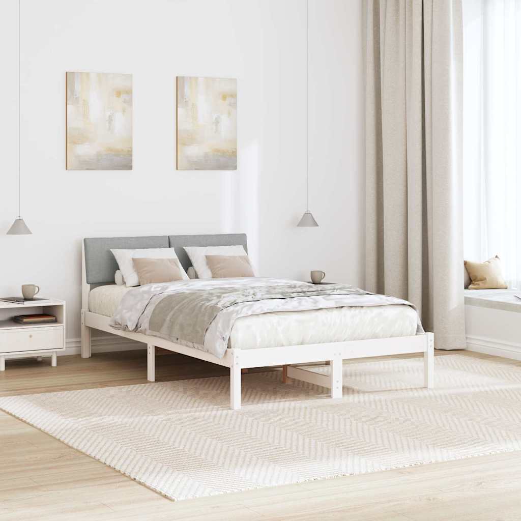 Rám Postele S Čelo Bílá A Světle Šedá 120 X 200 Cm