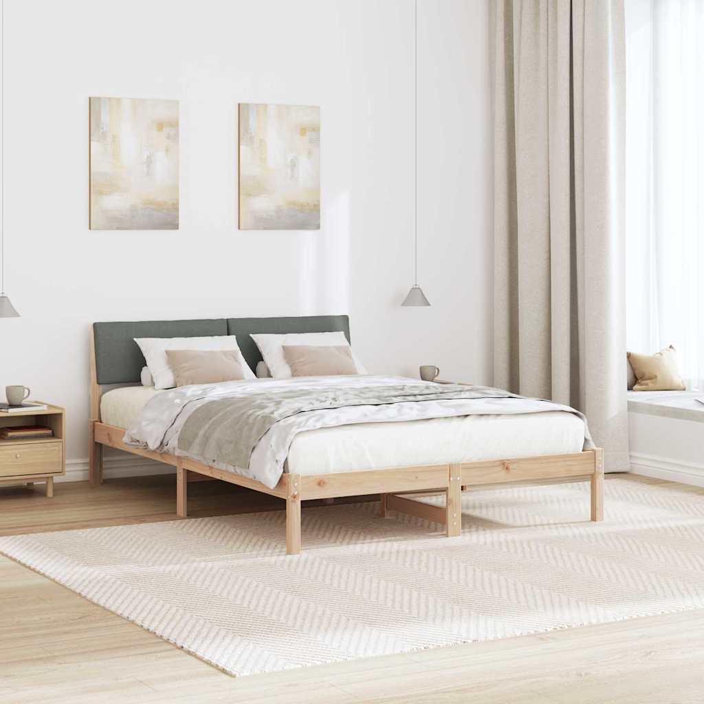 Rám Postele S Čelo Hnědá A Tmavě Šedá 140 X 190 Cm