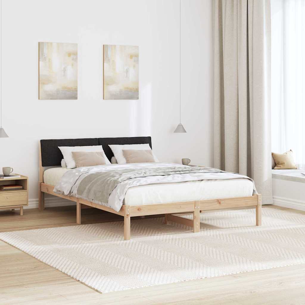 Rám Postele Hnědo-Černá 140 X 190 Cm Masivní Borovicové Dřevo