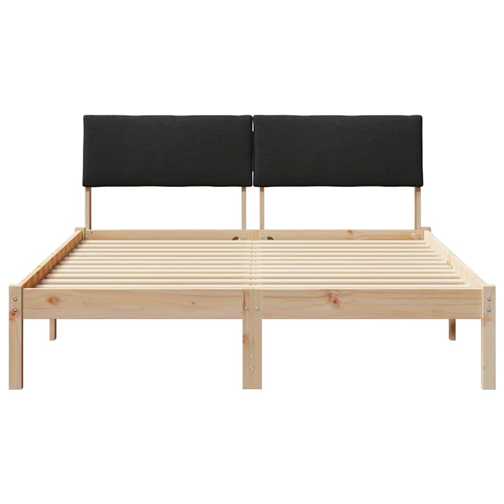 Rám Postele Hnědo-Černá 140 X 190 Cm Masivní Borovicové Dřevo