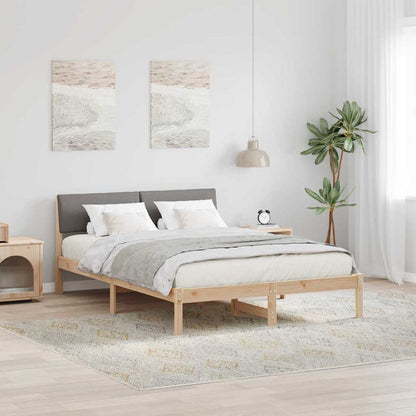 Rám Postele Hnědá A Taupe 140 X 190 Cm Masivní Borovicové Dřevo