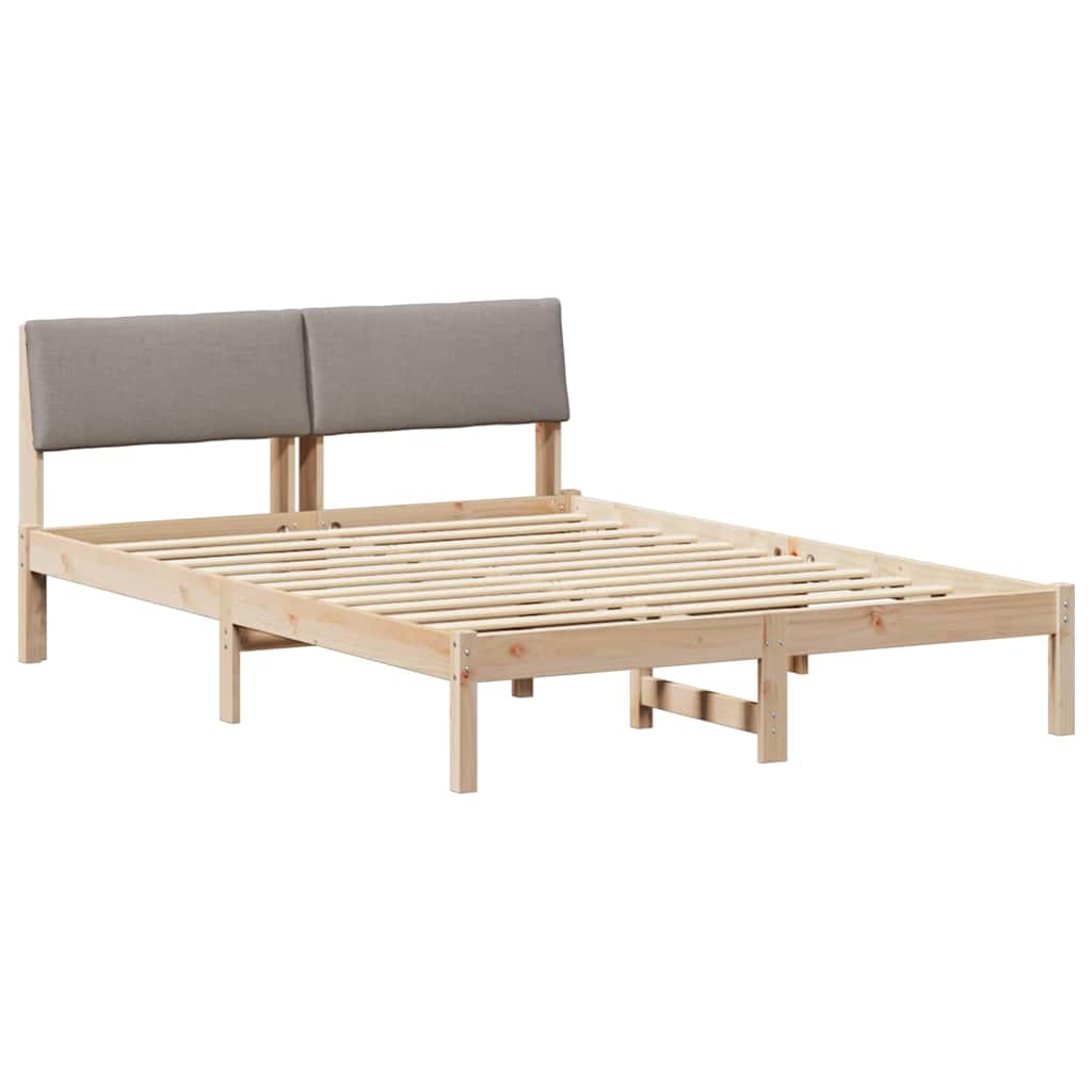 Rám Postele Hnědá A Taupe 135 X 190 Cm Masivní Borovicové Dřevo