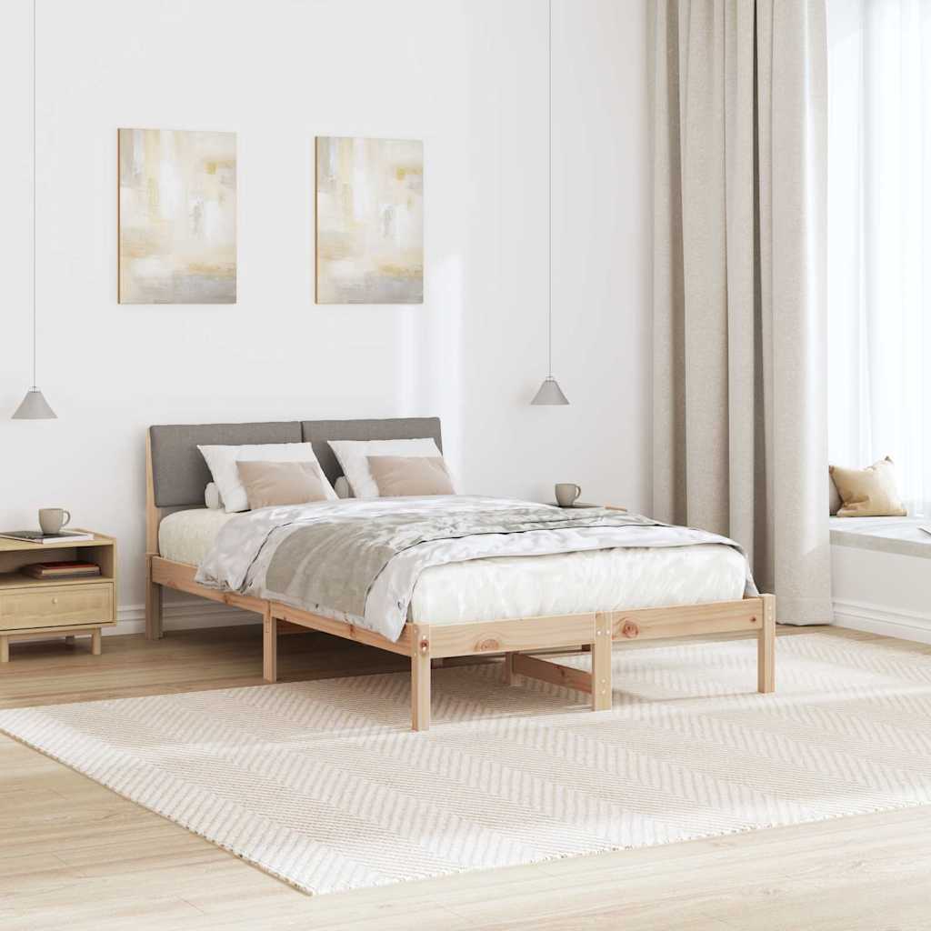 Rám Postele Hnědá A Taupe 120 X 190 Cm Masivní Borovicové Dřevo