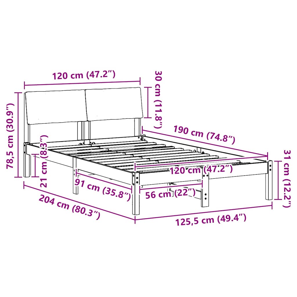 Rám Postele Hnědá A Taupe 120 X 190 Cm Masivní Borovicové Dřevo