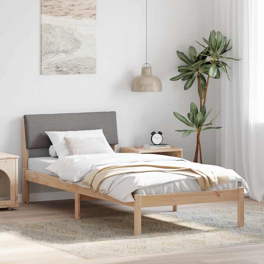 Rám Postele Hnědá A Taupe 100 X 200 Cm Masivní Borovicové Dřevo