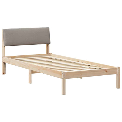 Rám Postele Hnědá A Taupe 100 X 200 Cm Masivní Borovicové Dřevo