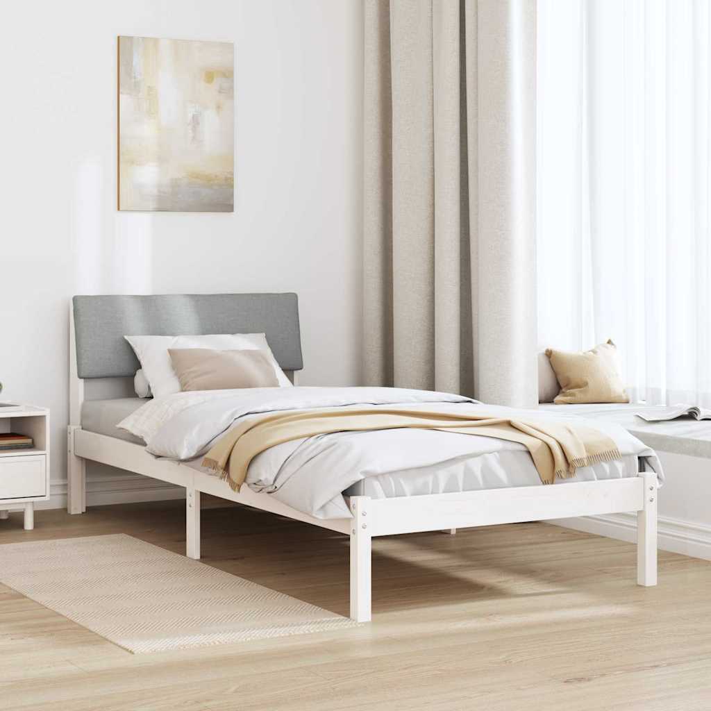 Rám Postele S Čelo Bílá A Světle Šedá 100 X 200 Cm
