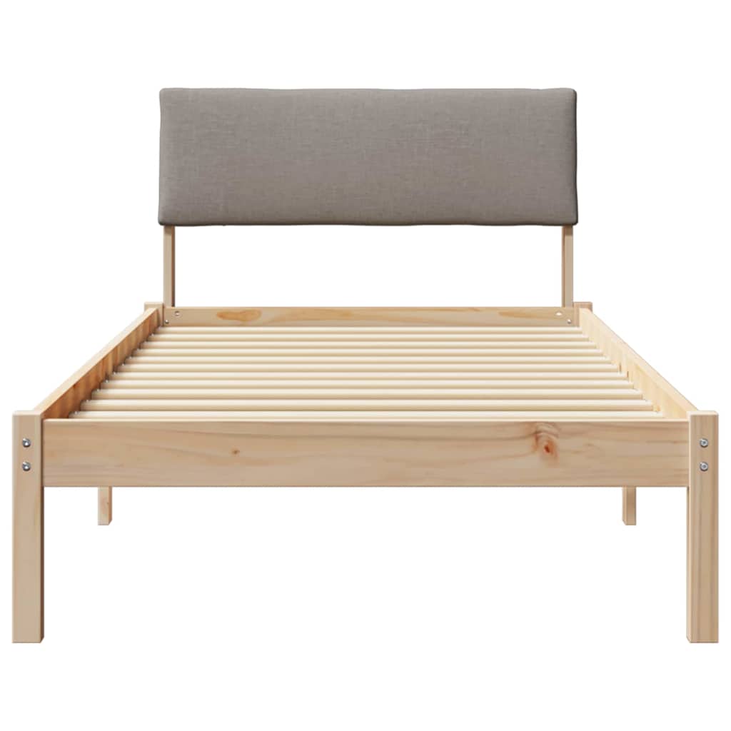 Rám Postele Hnědá A Taupe 90 X 200 Cm Masivní Borovicové Dřevo