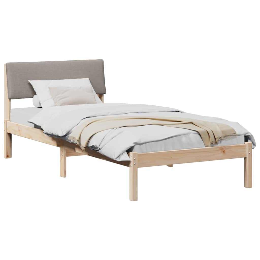 Rám Postele Hnědá A Taupe 90 X 200 Cm Masivní Borovicové Dřevo