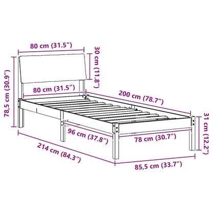 Rám Postele Hnědá A Taupe 80 X 200 Cm Masivní Borovicové Dřevo