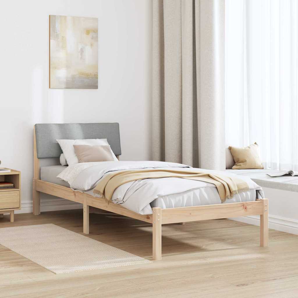 Rám Postele S Čelo Hnědá A Světlá Šedá 75 X 190 Cm