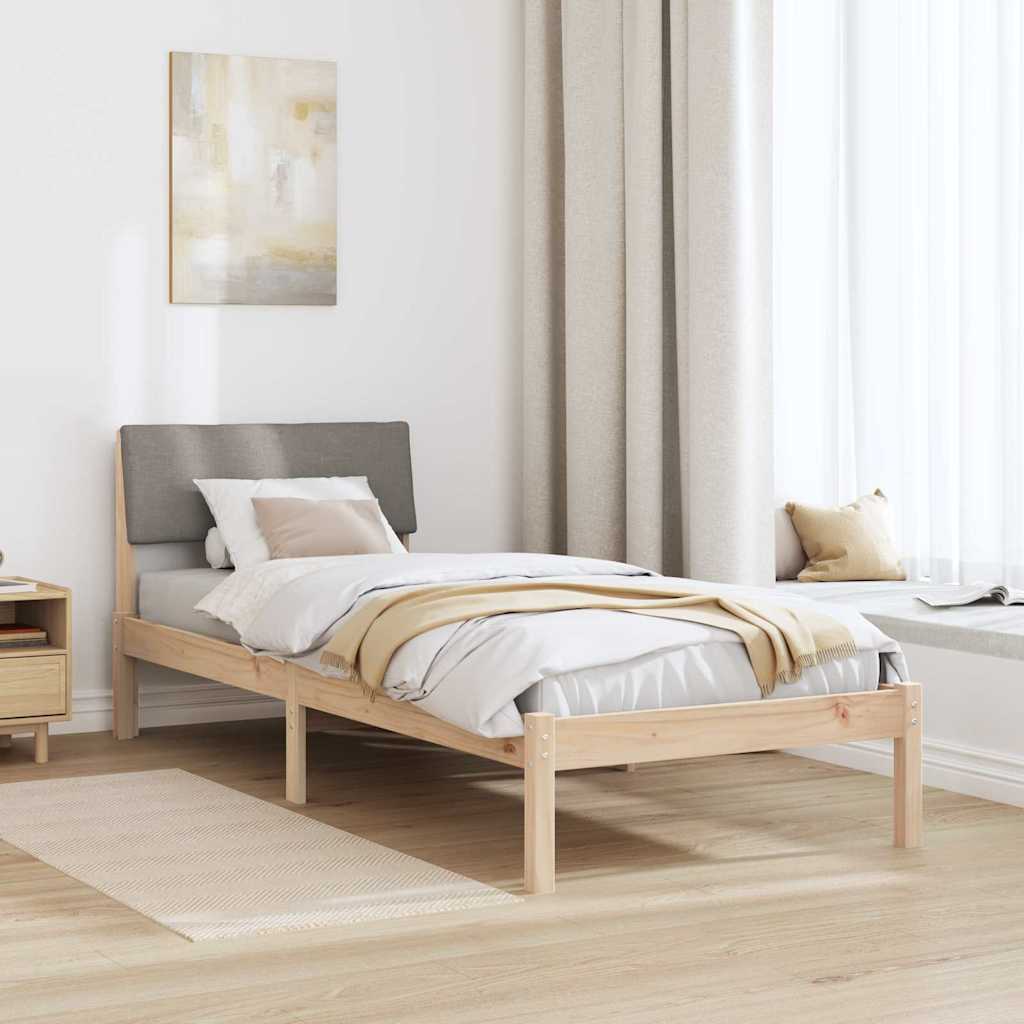 Rám Postele Hnědá A Taupe 75 X 190 Cm Masivní Borovicové Dřevo