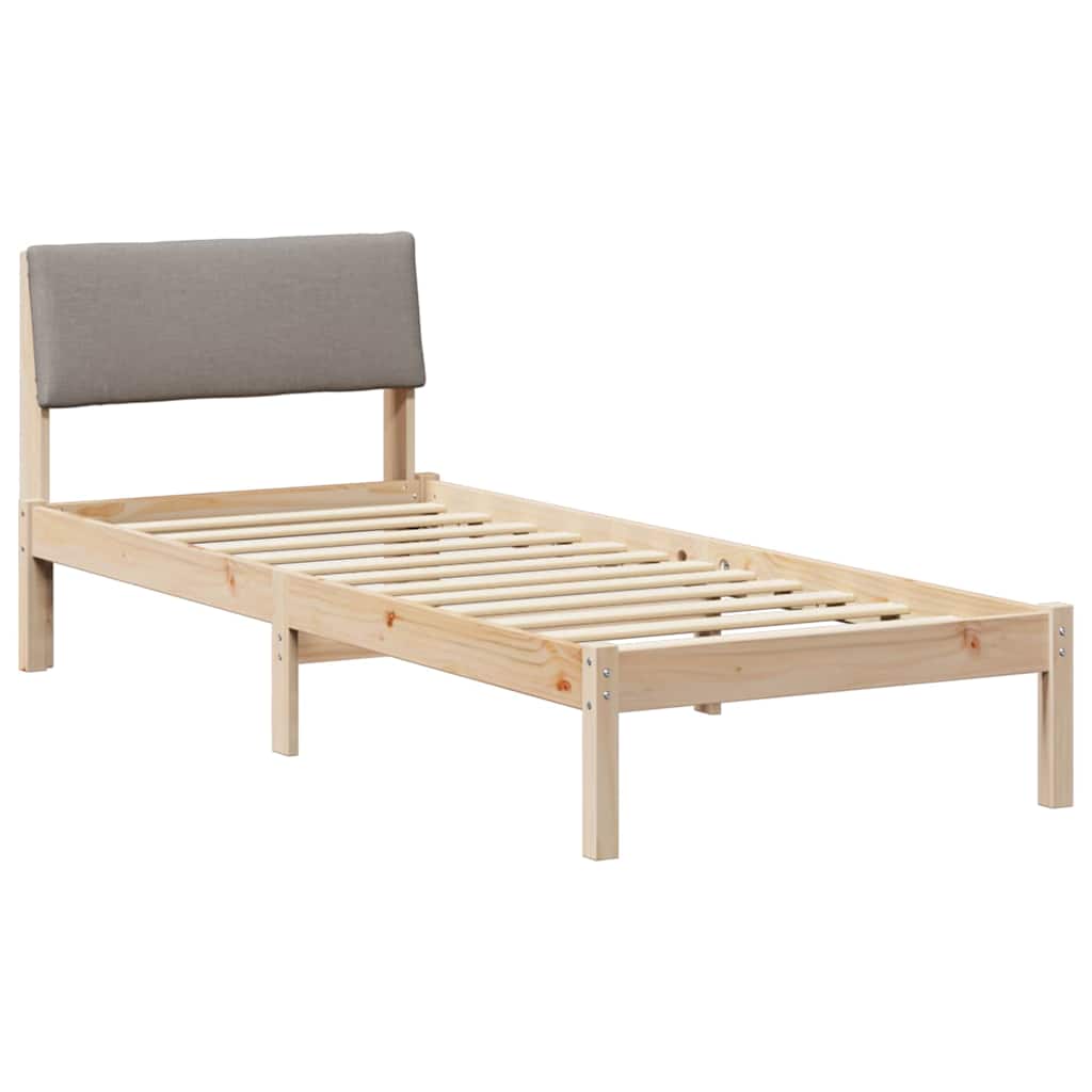 Rám Postele Hnědá A Taupe 75 X 190 Cm Masivní Borovicové Dřevo