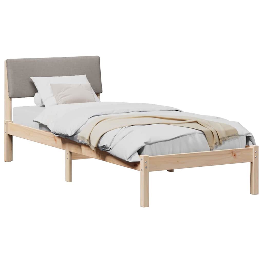 Rám Postele Hnědá A Taupe 75 X 190 Cm Masivní Borovicové Dřevo