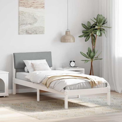 Rám Postele S Čelo Bílá A Světle Šedá 75 X 190 Cm