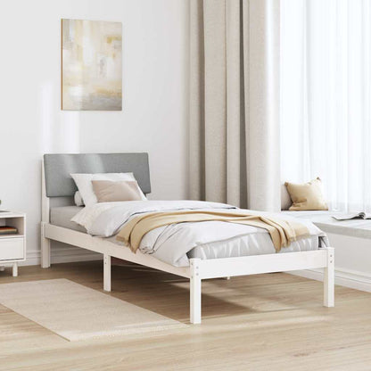 Rám Postele S Čelo Bílá A Světle Šedá 75 X 190 Cm