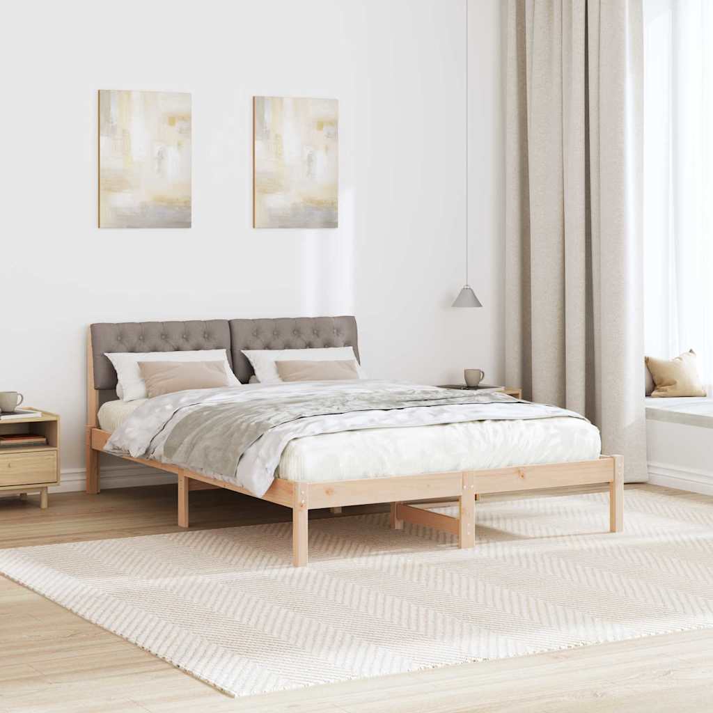 Rám Postele Hnědá A Taupe 160 X 200 Cm Masivní Borovicové Dřevo