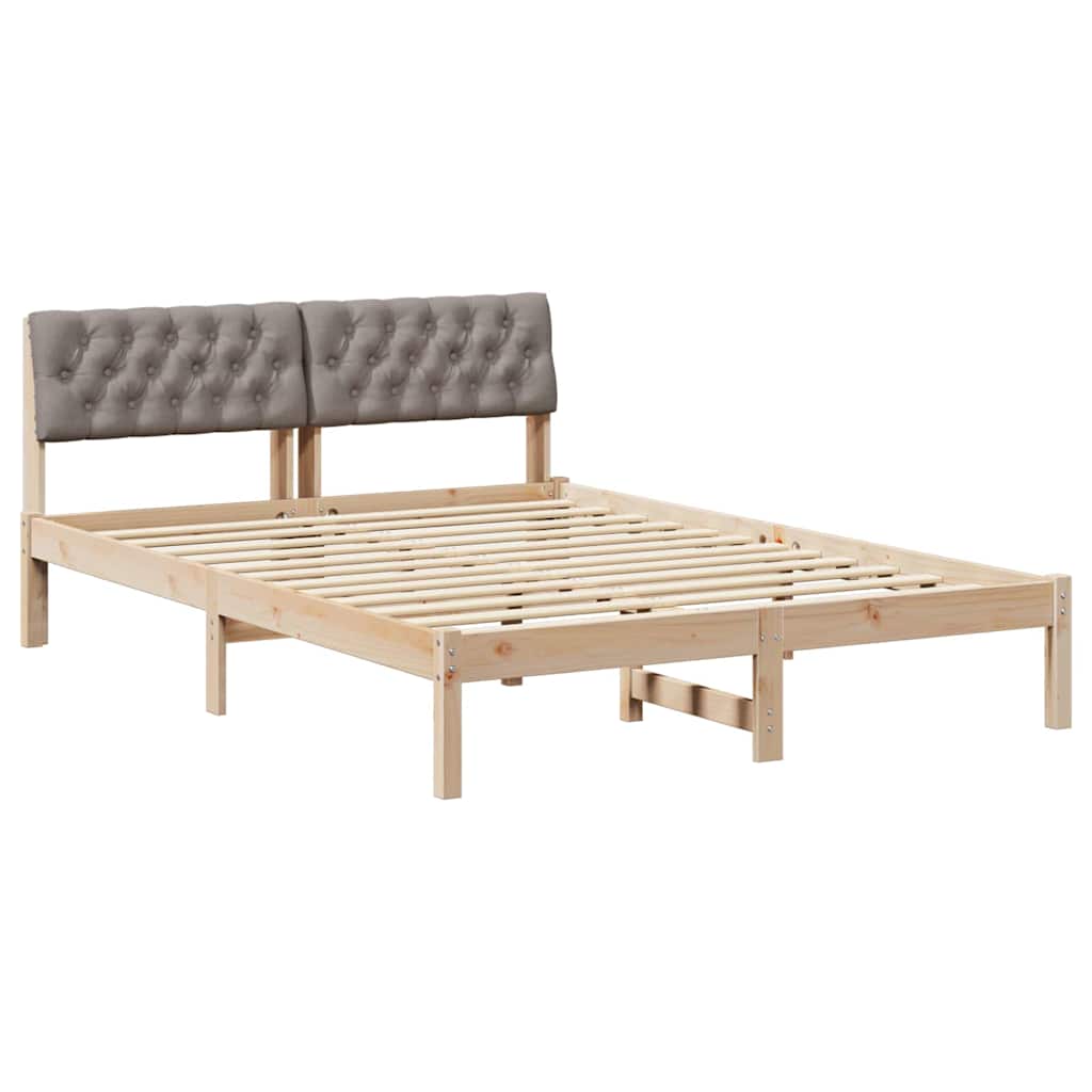 Rám Postele Hnědá A Taupe 160 X 200 Cm Masivní Borovicové Dřevo