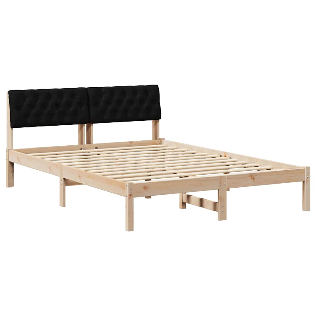 Rám Postele Hnědo-Černá 150 X 200 Cm Masivní Borovicové Dřevo