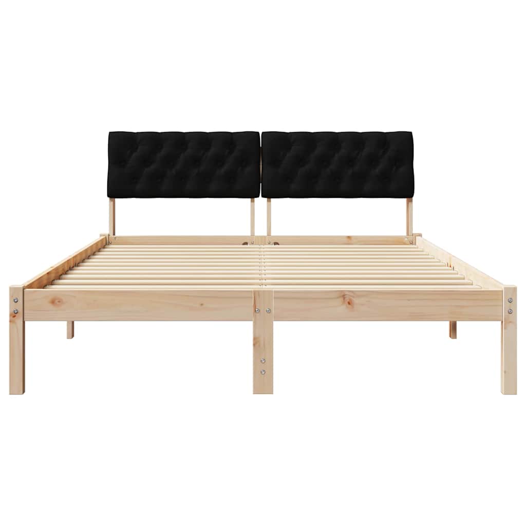 Rám Postele Hnědo-Černá 150 X 200 Cm Masivní Borovicové Dřevo