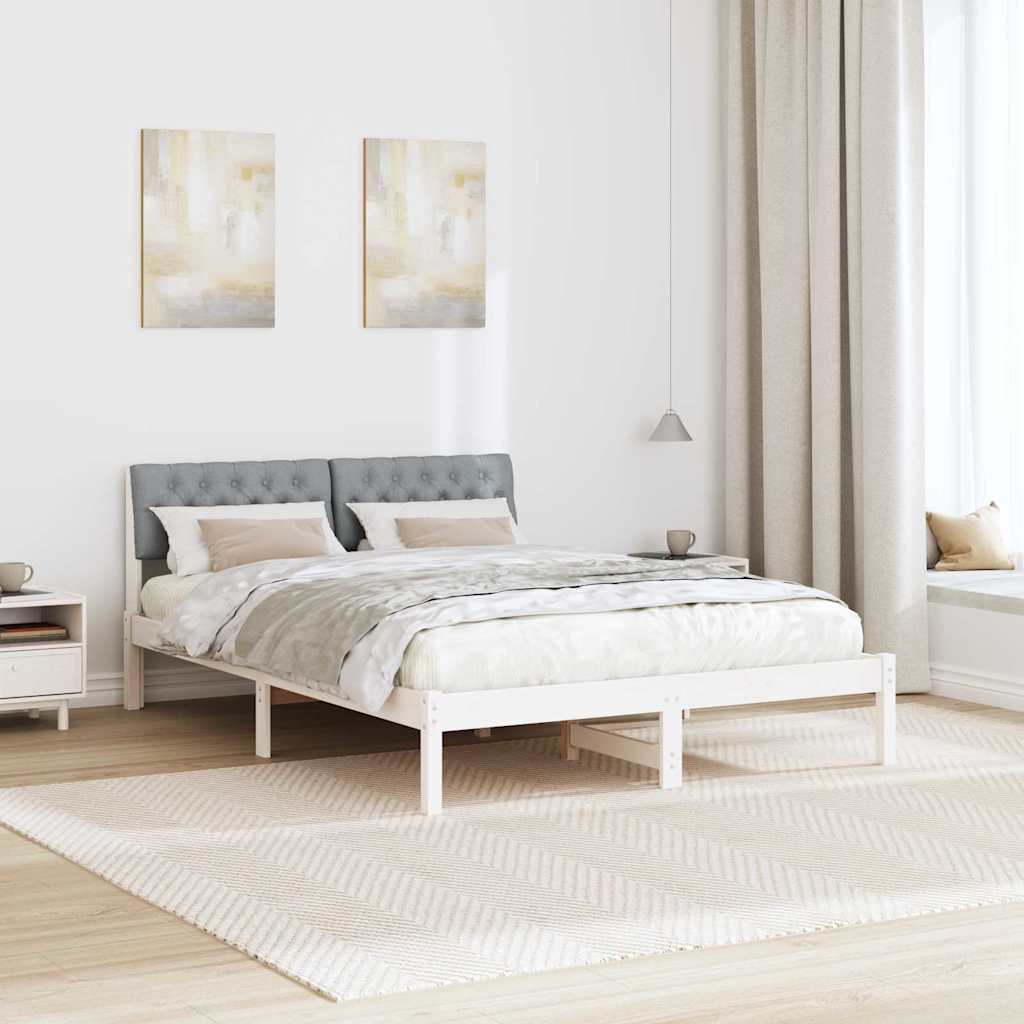 Rám Postele S Čelo Bílá A Světle Šedá 150 X 200 Cm