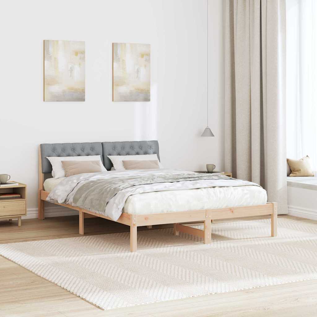 Rám Postele S Čelo Hnědá A Světlá Šedá 140 X 200 Cm